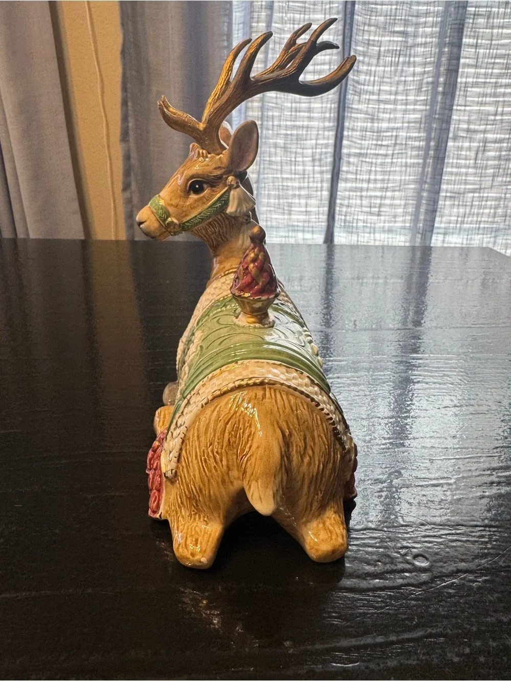 Vintage Fitz and Floyd 8” Winter Holiday Reindeer Trinket Dish Christmas Deer